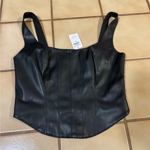Abercrombie & Fitch Tops - Abercrombie Black Faux Leather Crop Corset Top